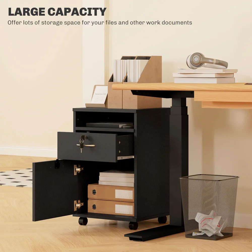 2 Drawer Filing Cabinet with Shelf - Black