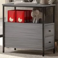 2 Drawer Narrow End Table - Grey