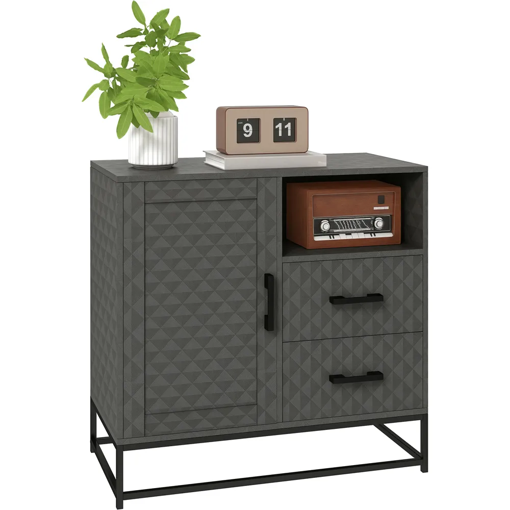 2 Drawer Storage Cabinet with Adjustable Shelf - Grey
