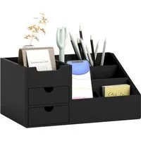 2 Drawer Storage Caddy with Compartments - Black