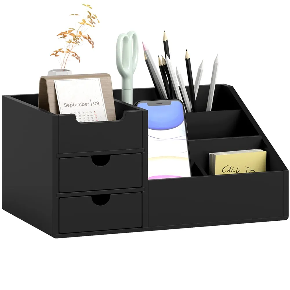 2 Drawer Storage Caddy with Compartments - Black image