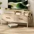 2 Drawer TV Unit with Storage - Natural Brown