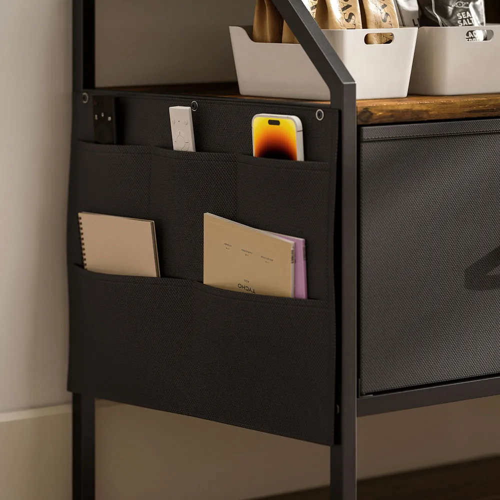 2 Drawer TV Unit with Storage - Rustic Brown