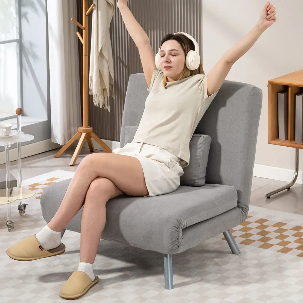 2-in-1 5 Level Adjustable Foldable Sofa Bed - Grey