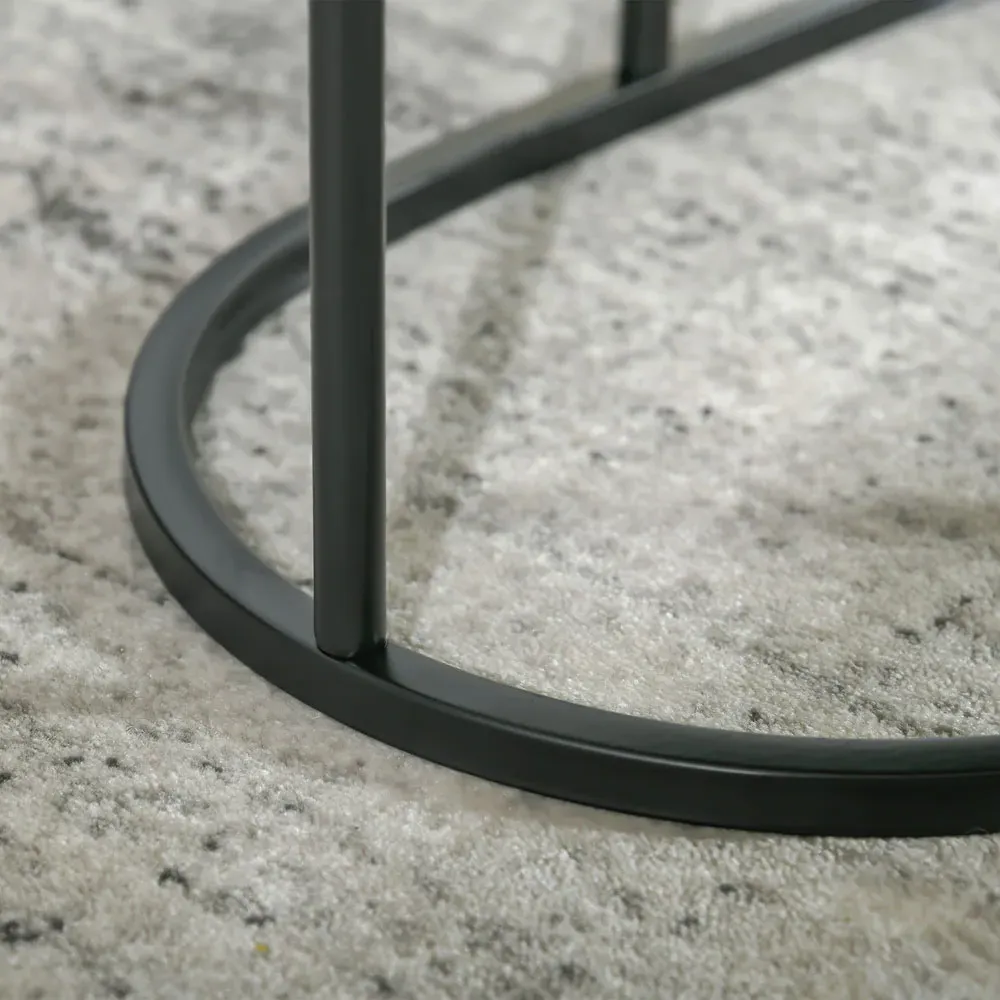 2 Piece Round and Oblong Nesting Table Set - Black