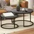2 Piece Stackable Coffee Table Set - Black, Wood Effect