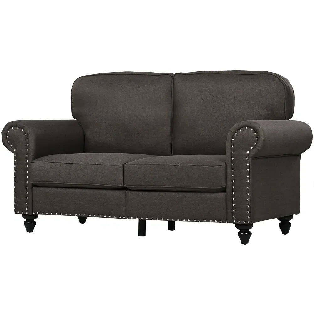 2-Seater Accent Chair with Nailhead Trim - Brown, Fabric