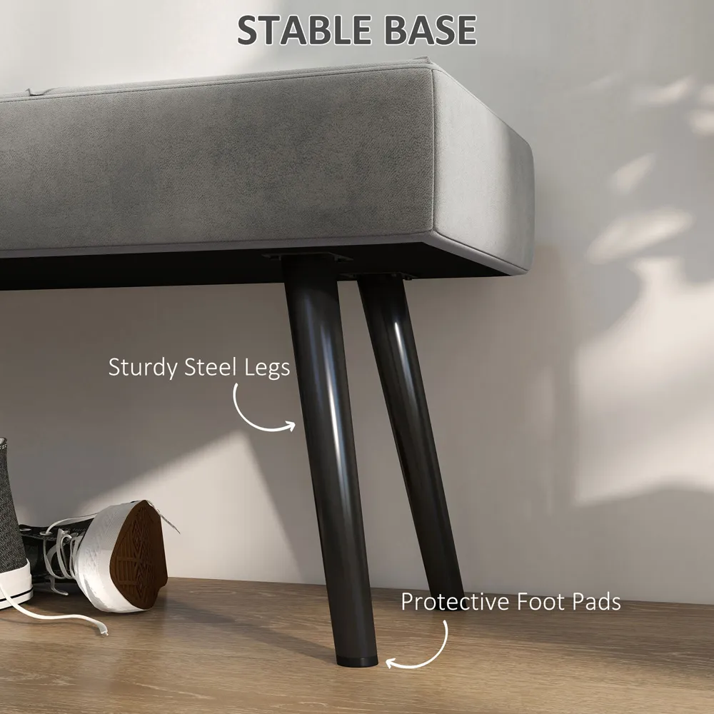 2-Seater Bed End Bench - Grey