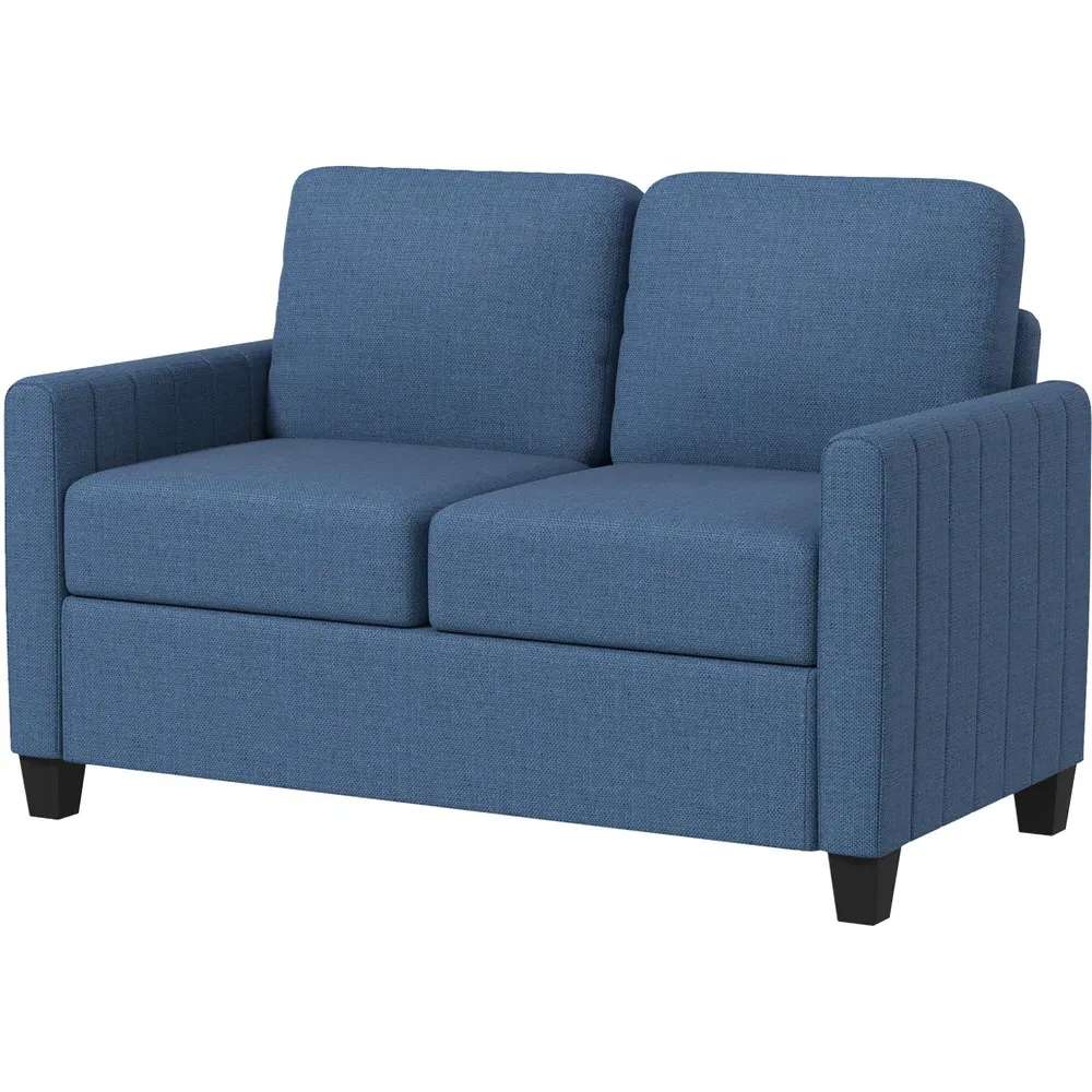 2-Seater Channel Tufted Sofa - Blue, Fabric