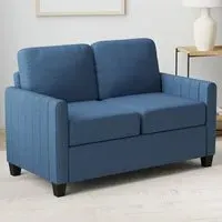 2-Seater Channel Tufted Sofa - Blue, Fabric