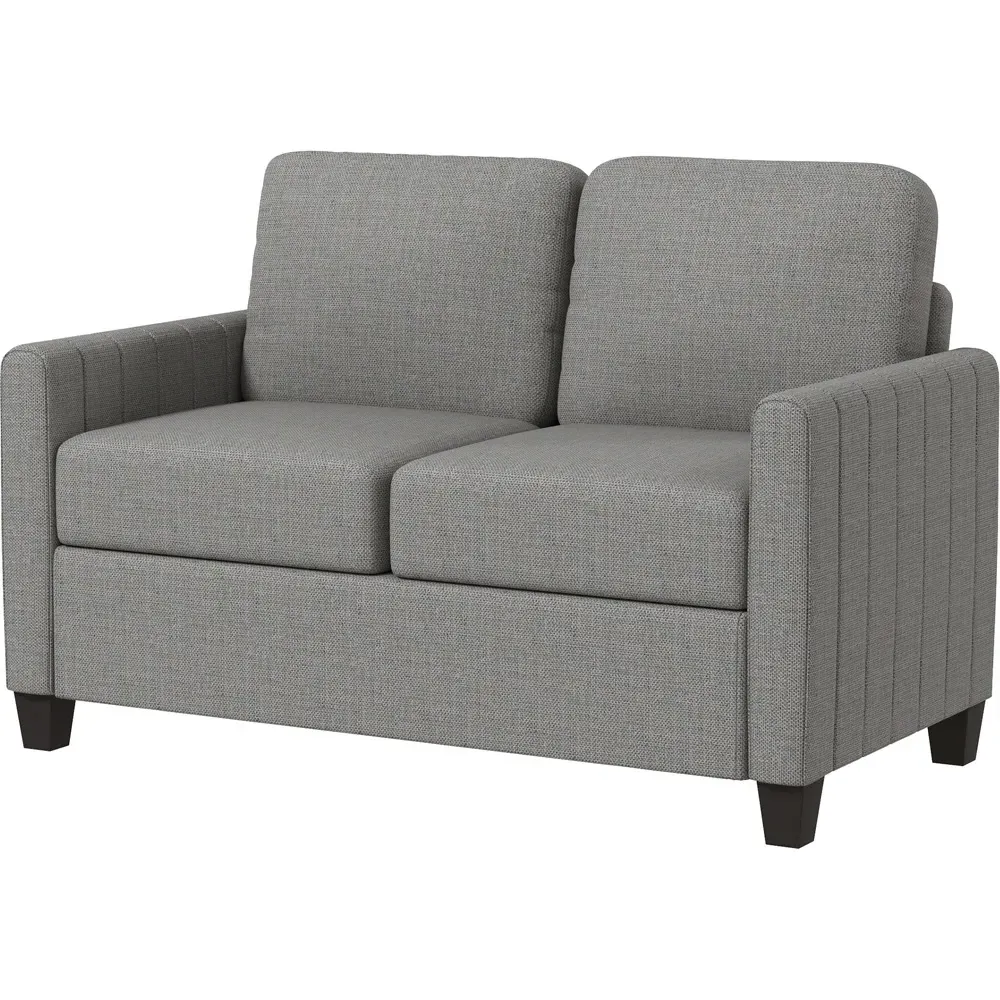 2-Seater Channel Tufted Sofa - Grey, Fabric