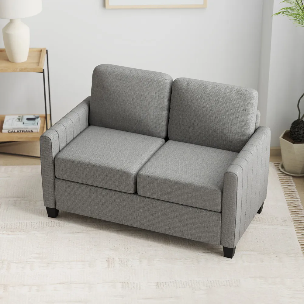 2-Seater Channel Tufted Sofa - Grey, Fabric