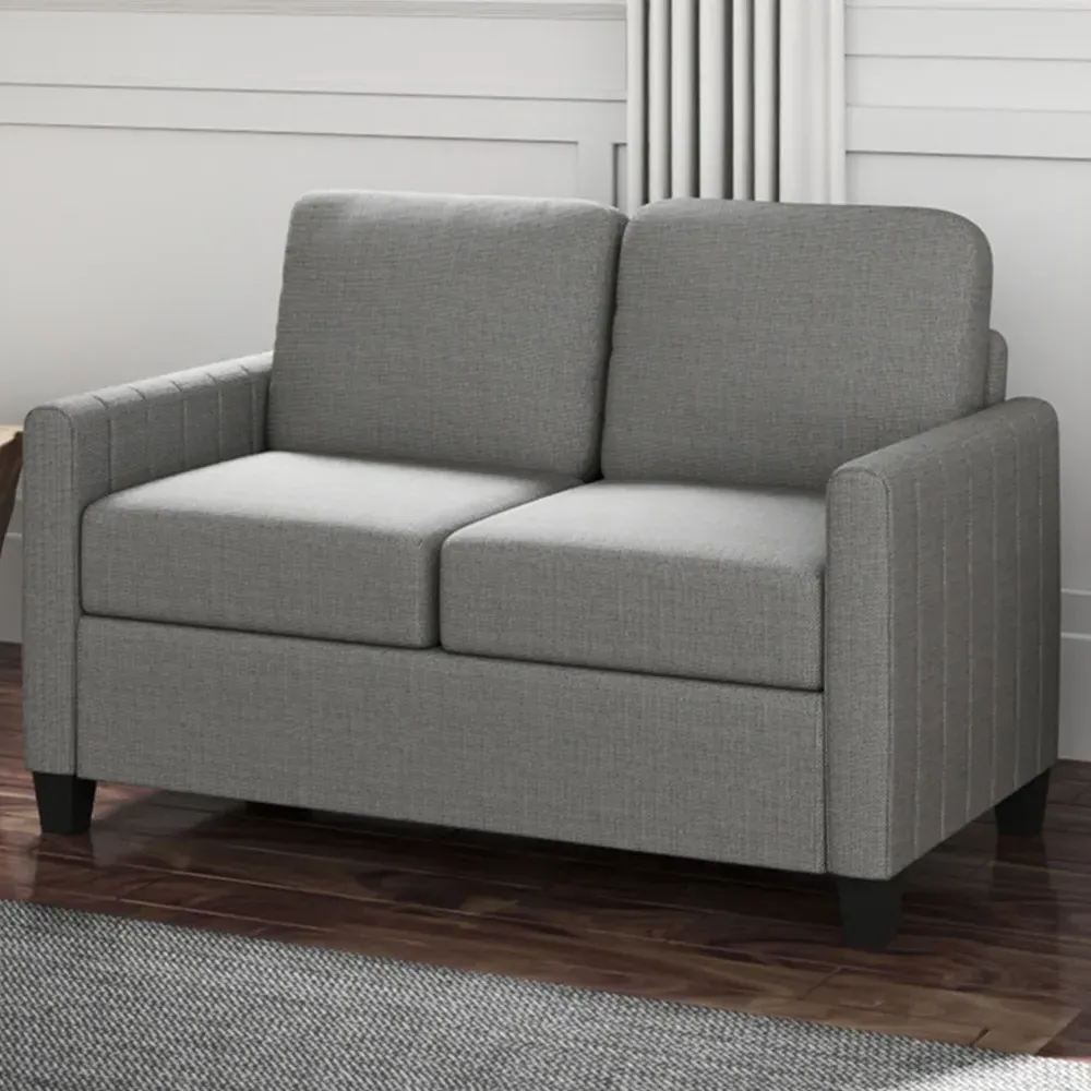 2-Seater Channel Tufted Sofa - Grey, Fabric image