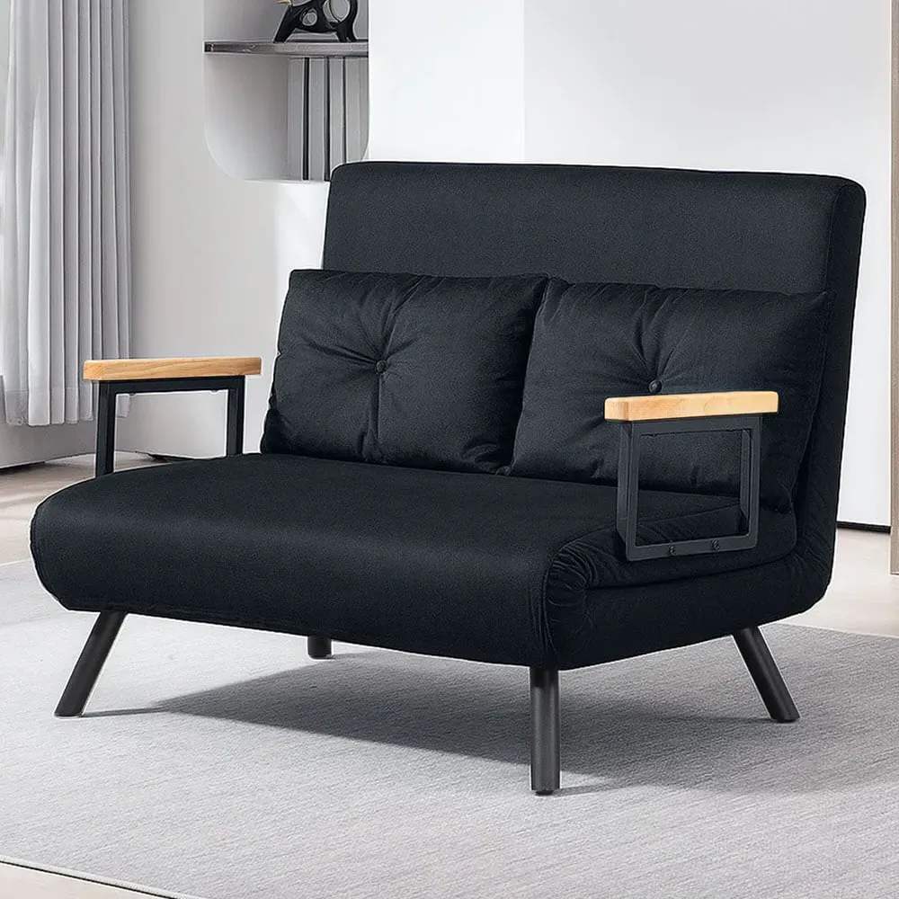 2-Seater Click Clack Sofa Bed - Black