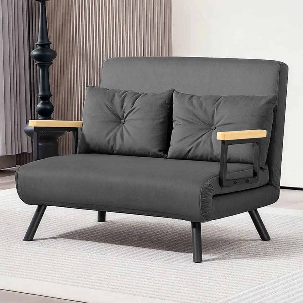 2-Seater Click Clack Sofa Bed - Dark Grey