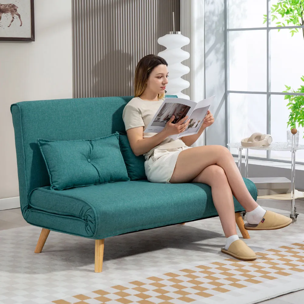 2-Seater Click Clack Sofa Bed - Green