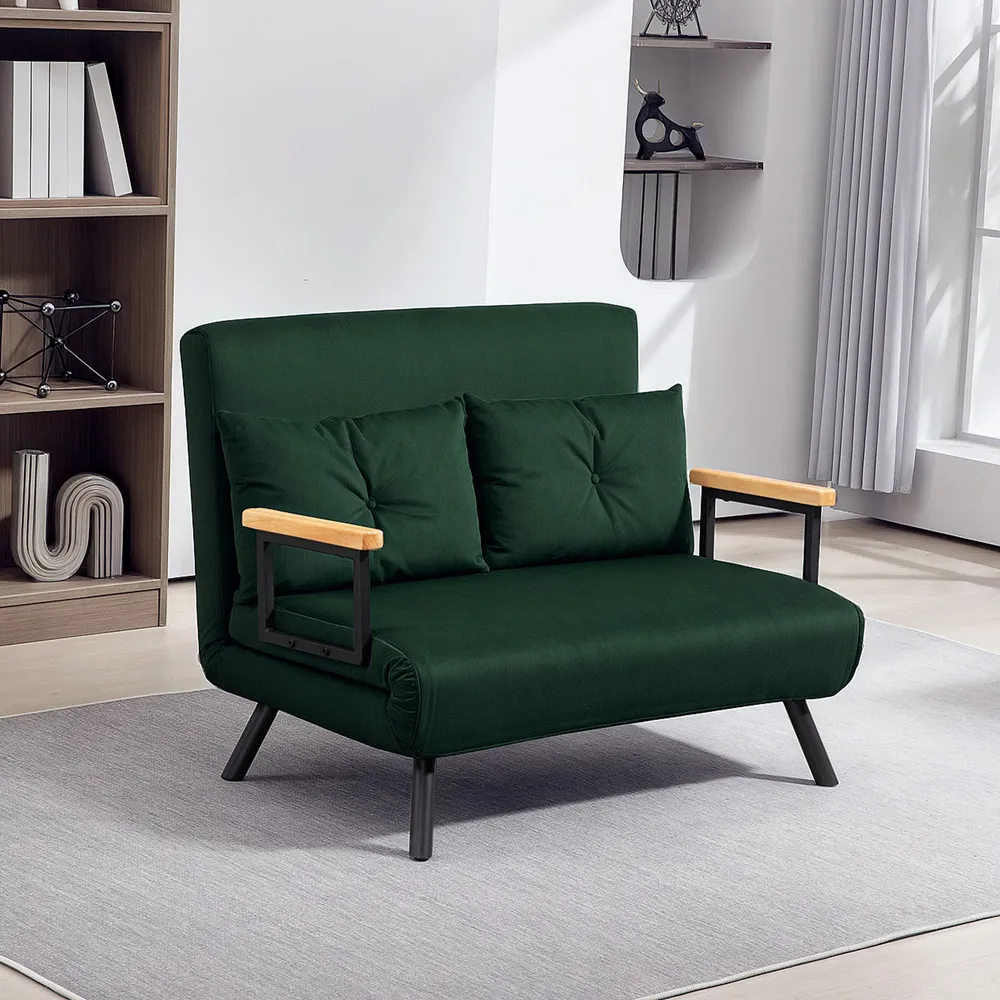 2-Seater Click Clack Sofa Bed - Green