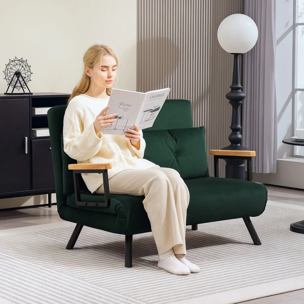 2-Seater Click Clack Sofa Bed - Green