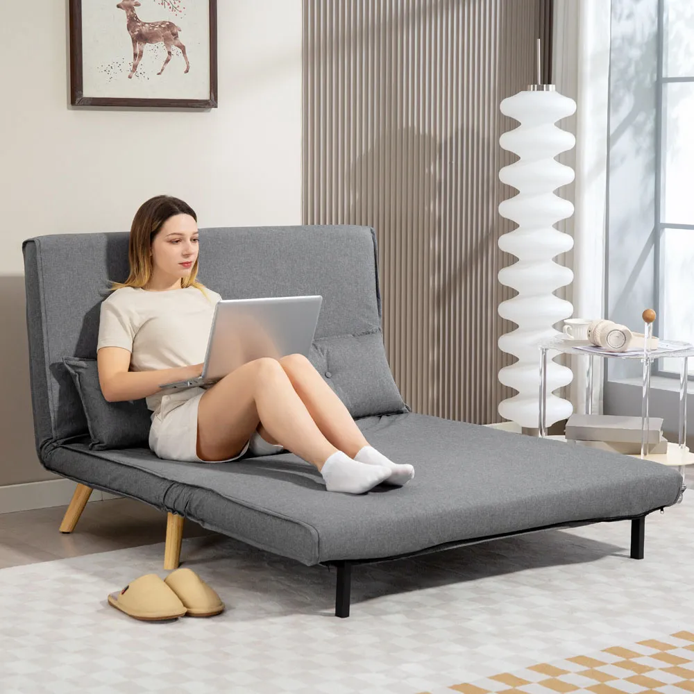2-Seater Click Clack Sofa Bed - Grey
