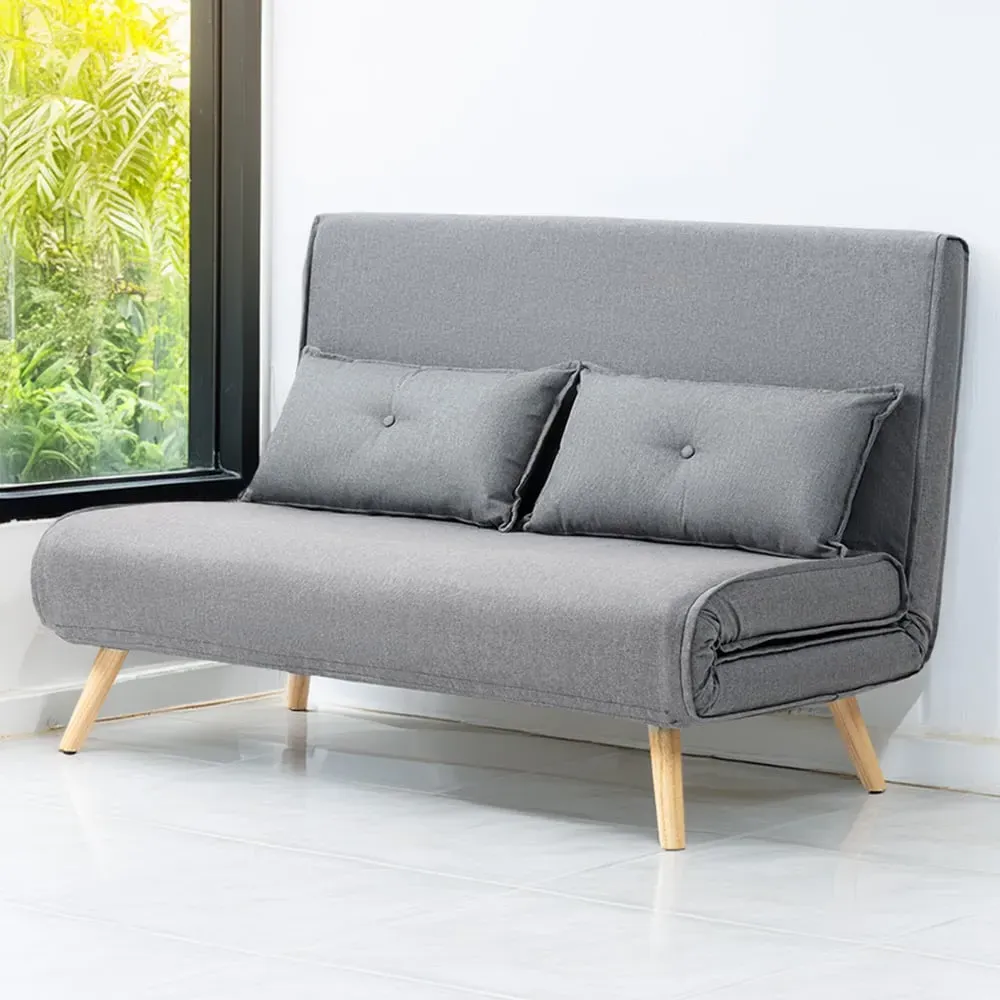 2-Seater Click Clack Sofa Bed - Grey