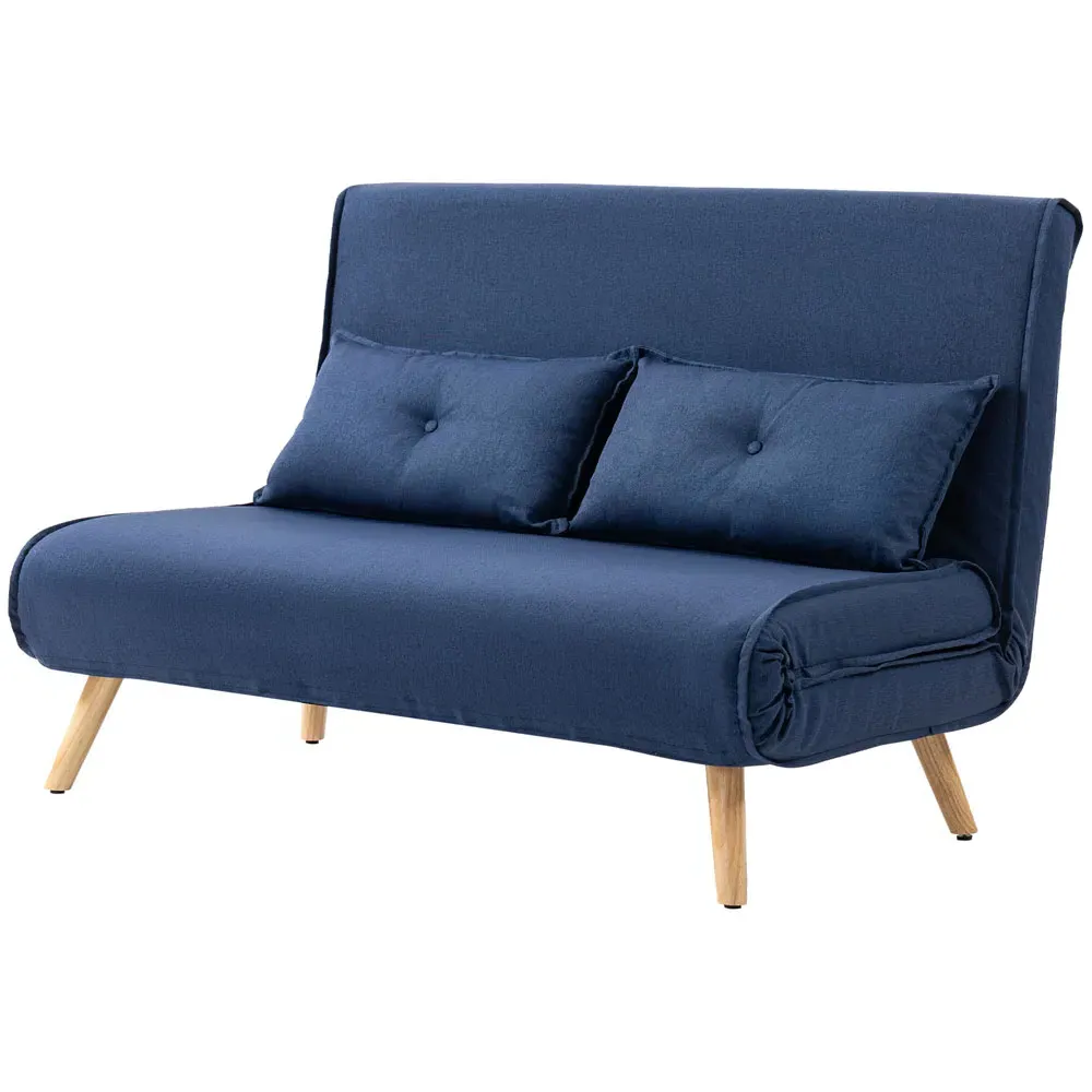 2-Seater Click Clack Sofa Bed with Storage - Dark Blue