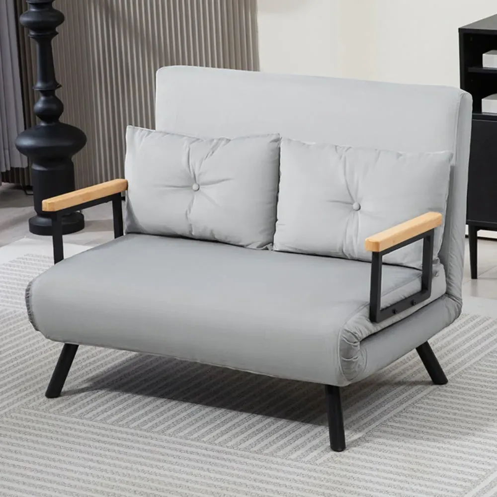 2-Seater Click Clack Sofa Bed with Storage - Light Grey image