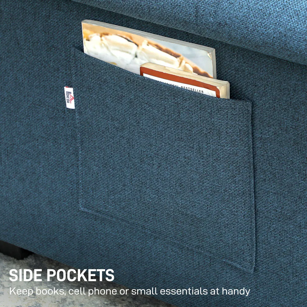 2-Seater Click Clack Sofa Bed with Wheels - Blue