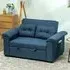 2-Seater Click Clack Sofa Bed with Wheels - Blue