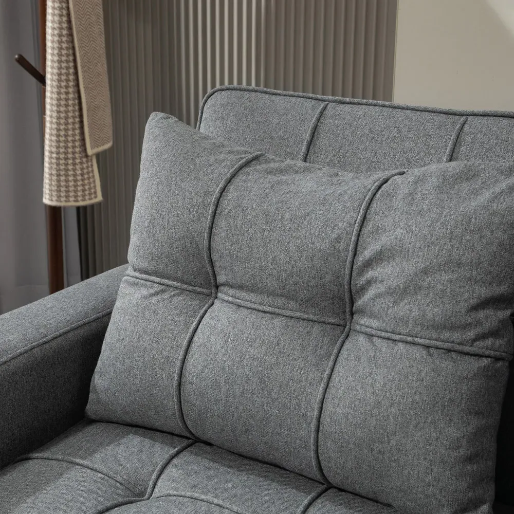 2-Seater Convertible Pull Out Sofa Bed - Grey