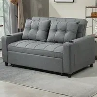 2-Seater Convertible Pull Out Sofa Bed - Grey