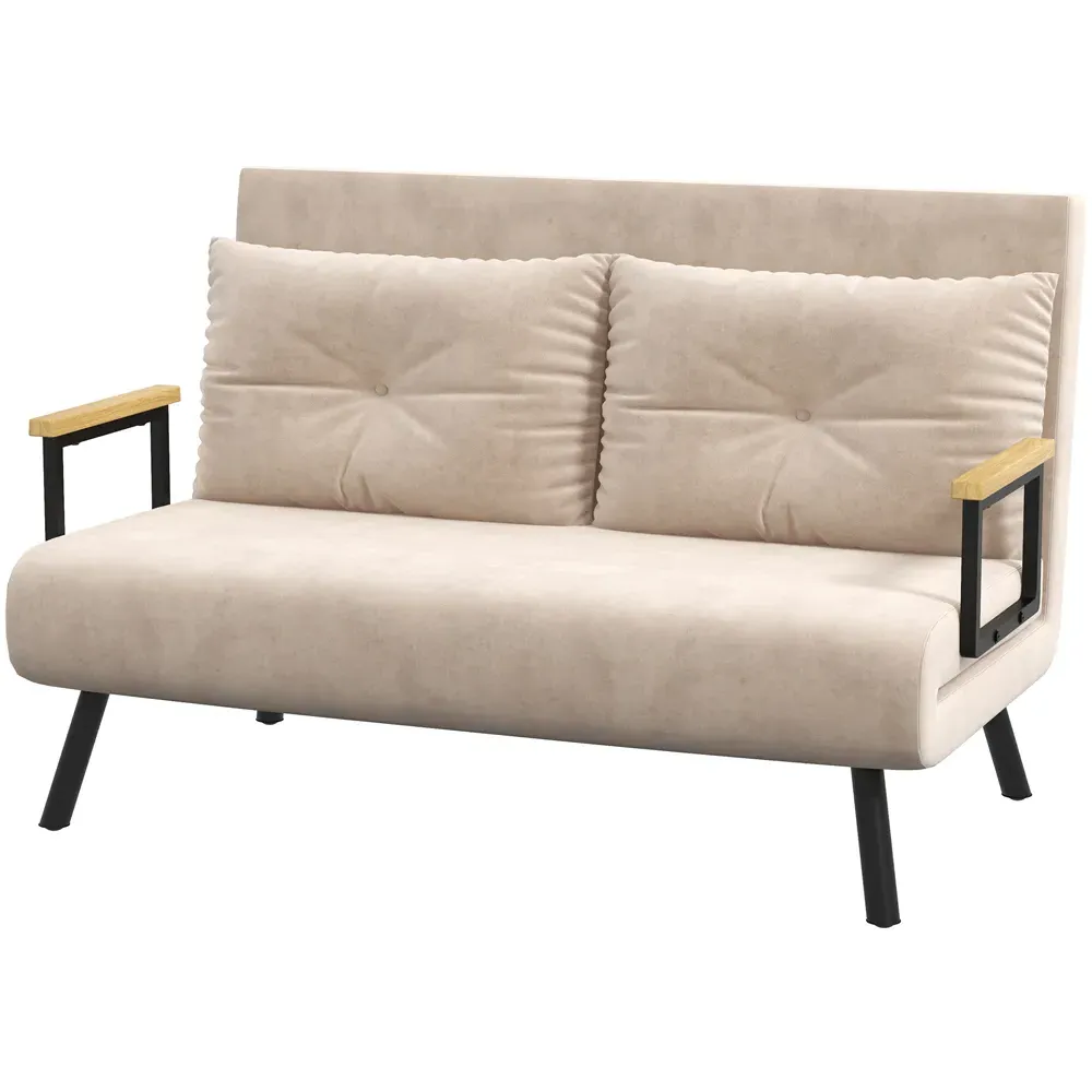 2-Seater Convertible Sofa Bed - Yellow, Velvet