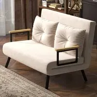 2-Seater Convertible Sofa Bed - Yellow, Velvet