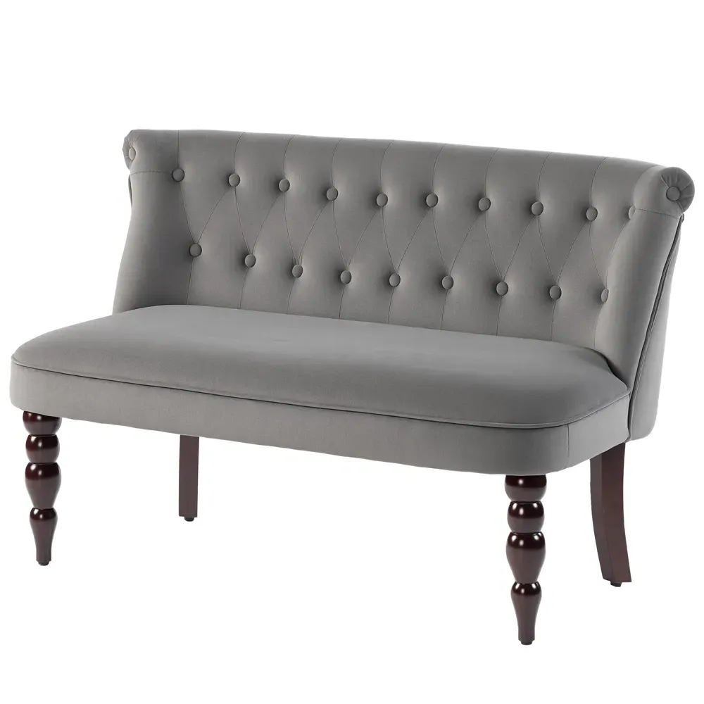 2-Seater Lounger Sofa with Wingback Design - Grey, Velvet