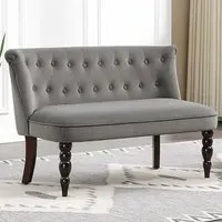 2-Seater Lounger Sofa with Wingback Design - Grey, Velvet