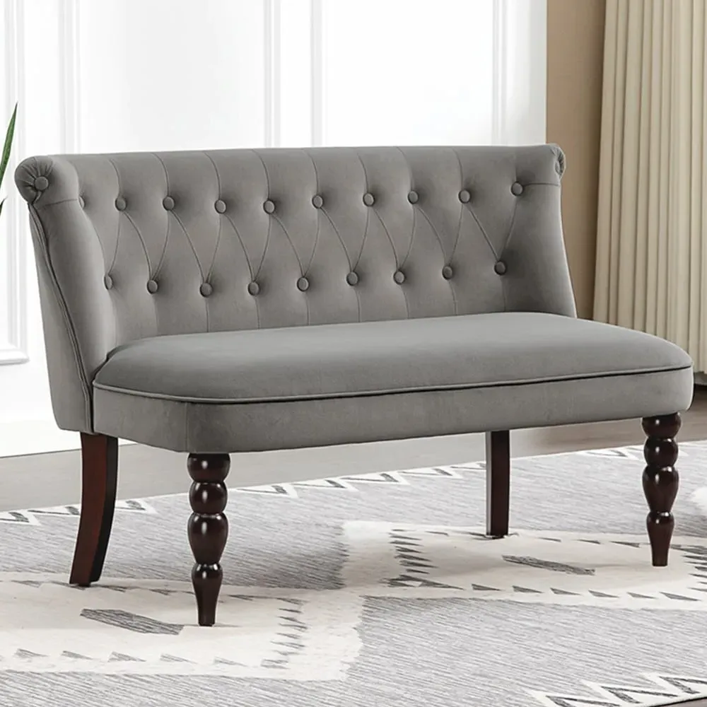 2-Seater Lounger Sofa with Wingback Design - Grey, Velvet image