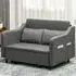 2-Seater Pull Out Sofa Bed with Pillows - Grey, Fabric
