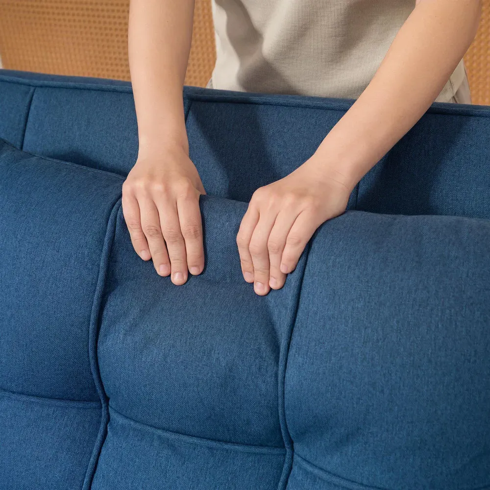 2-Seater Pull Out Sofa Bed with Storage - Blue