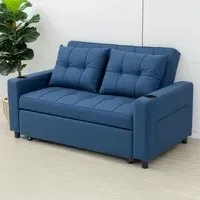 2-Seater Pull Out Sofa Bed with Storage - Blue