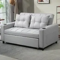 2-Seater Pull Out Sofa Bed with Storage - Grey