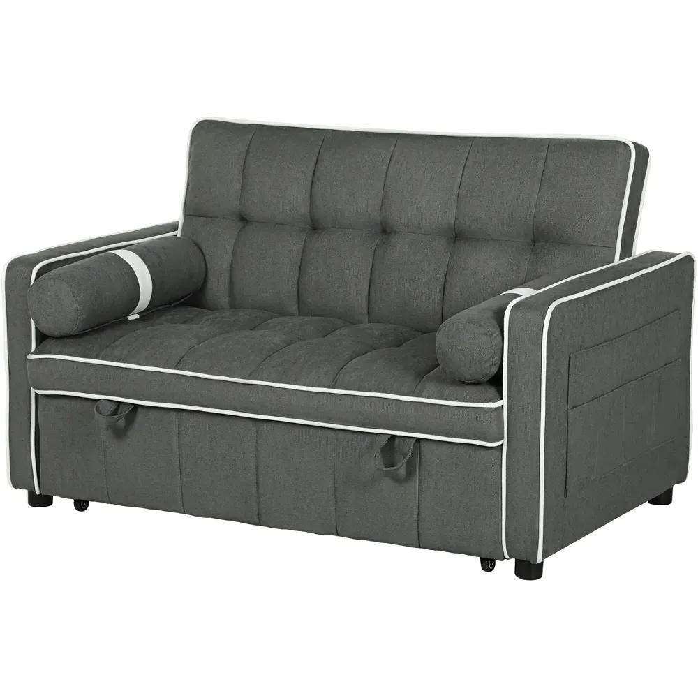2-Seater Pull Out Sofa Bed with Storage - Grey