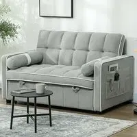 2-Seater Pull Out Sofa Bed with Storage - Light Grey