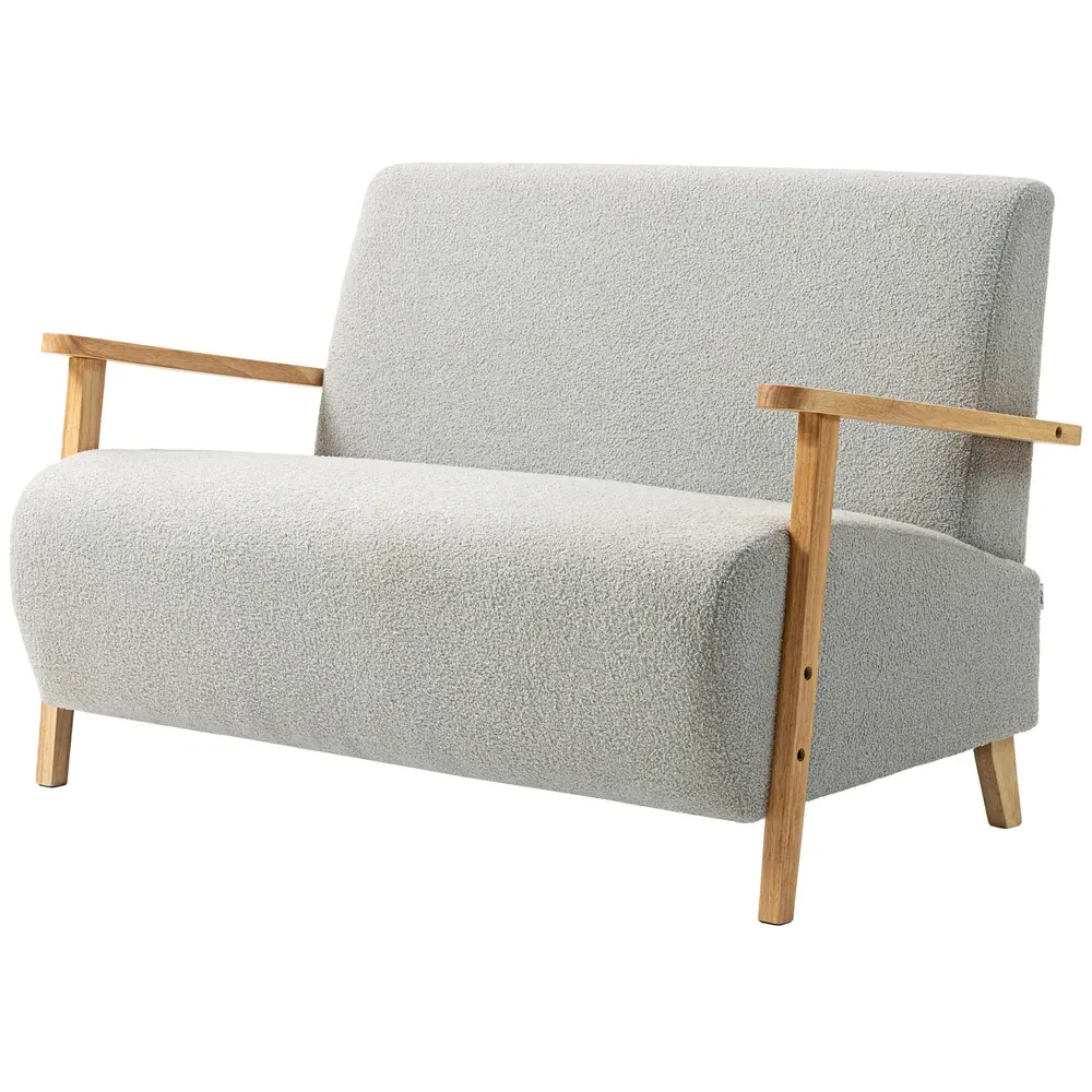 2-Seater Sherpa Fabric Sofa - Grey