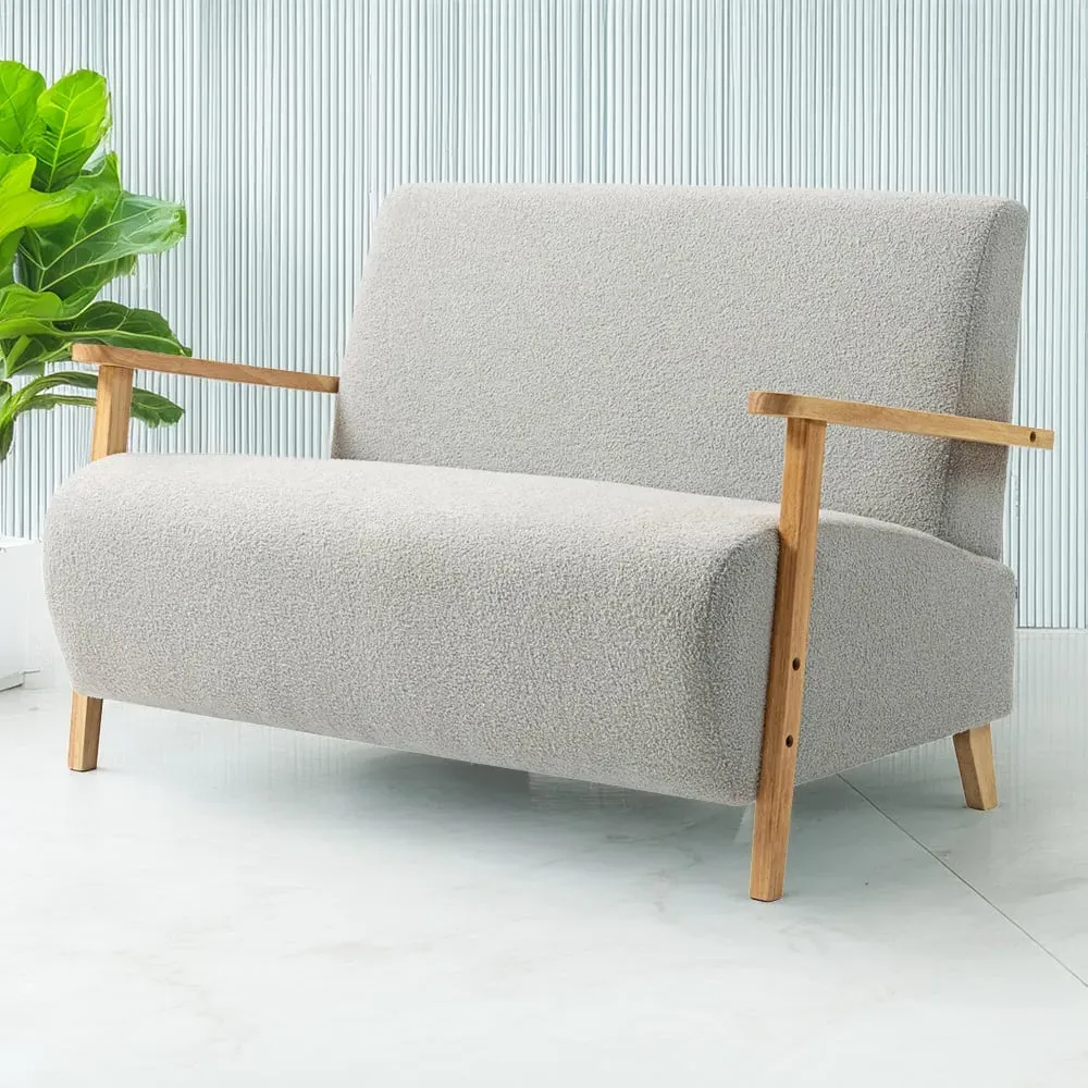 2-Seater Sherpa Fabric Sofa - Grey image