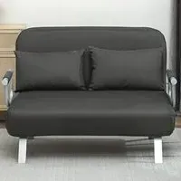 2-Seater Sofa Bed with Pillows - Grey, Fabric