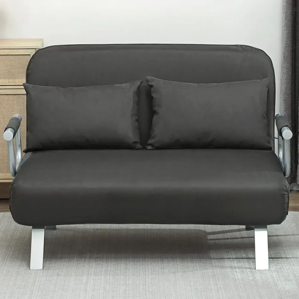 2-Seater Sofa Bed with Pillows - Grey, Fabric image