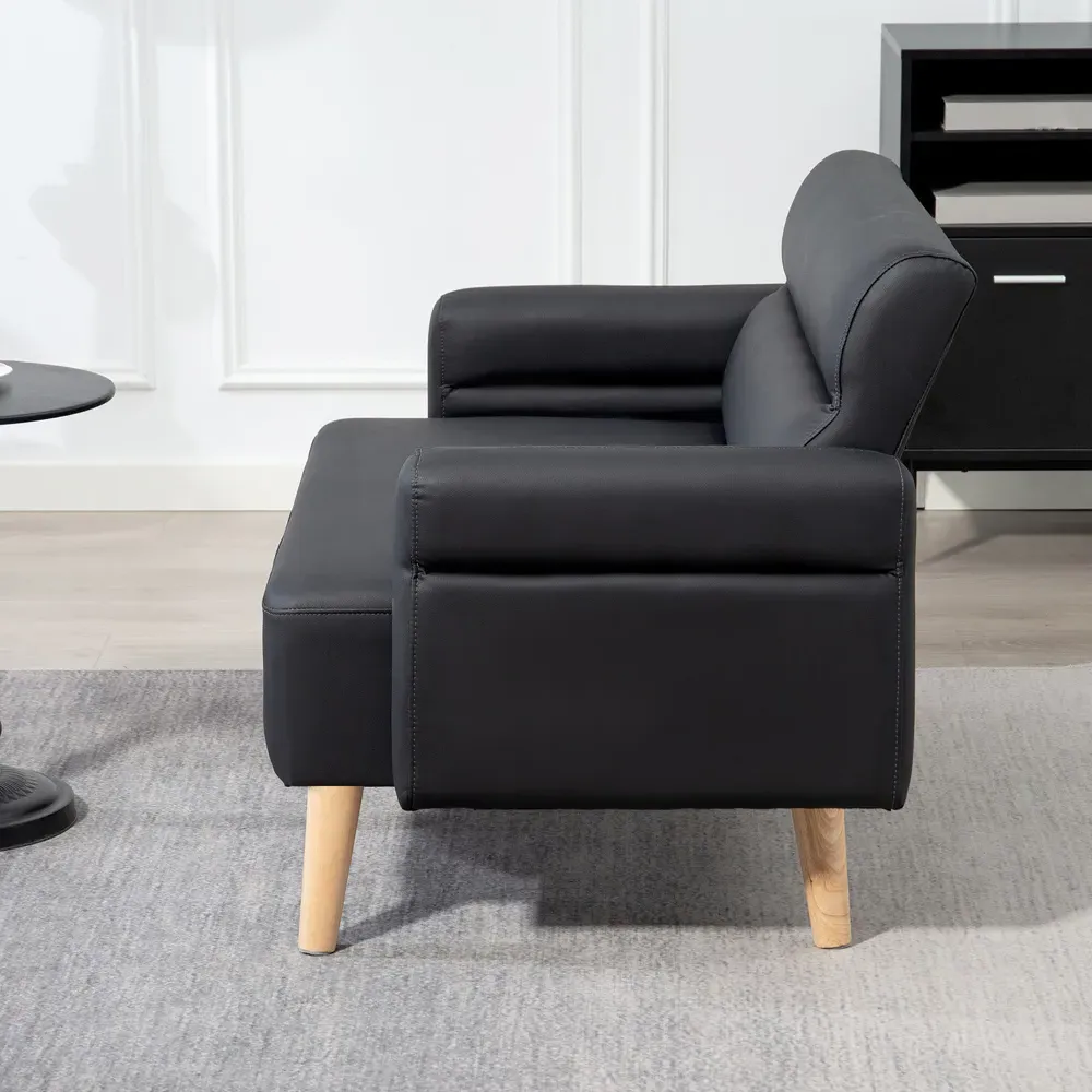 2-Seater Sofa - Black, Faux Leather