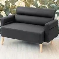 2-Seater Sofa - Black, Faux Leather