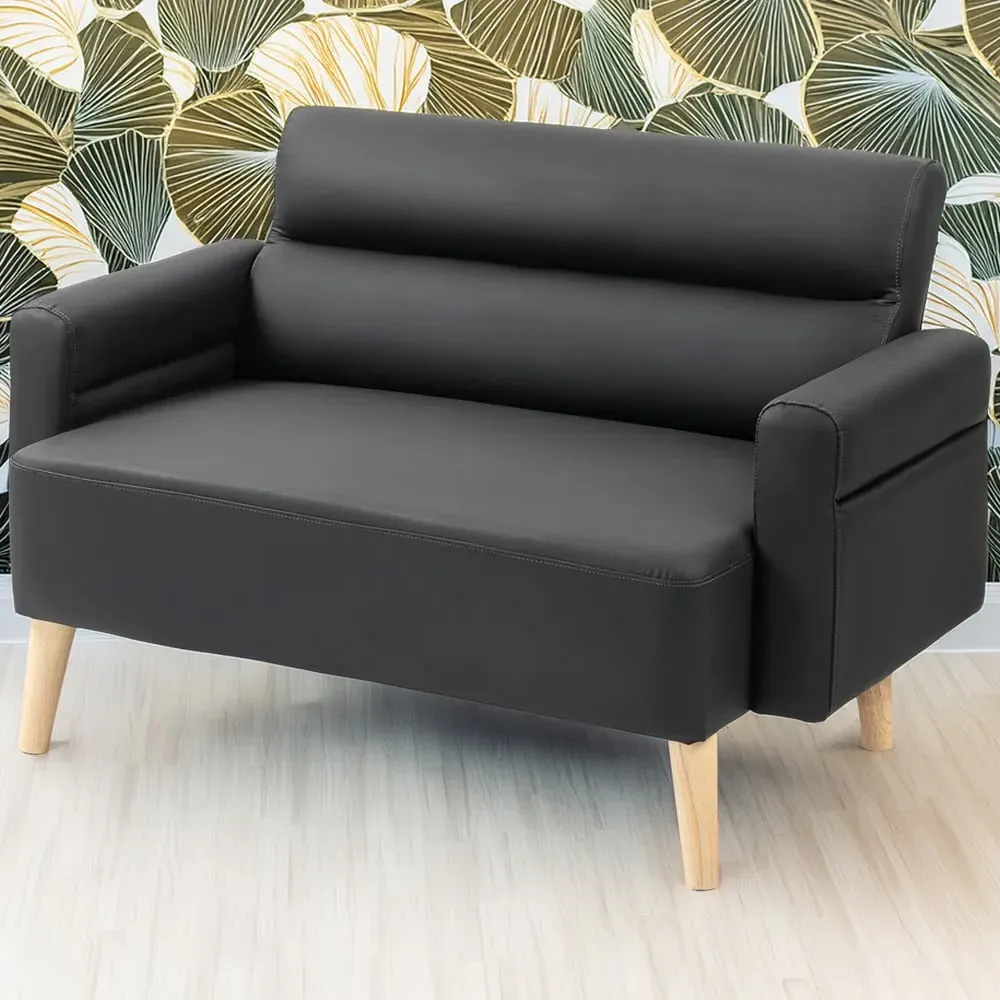 2-Seater Sofa - Black, Faux Leather image