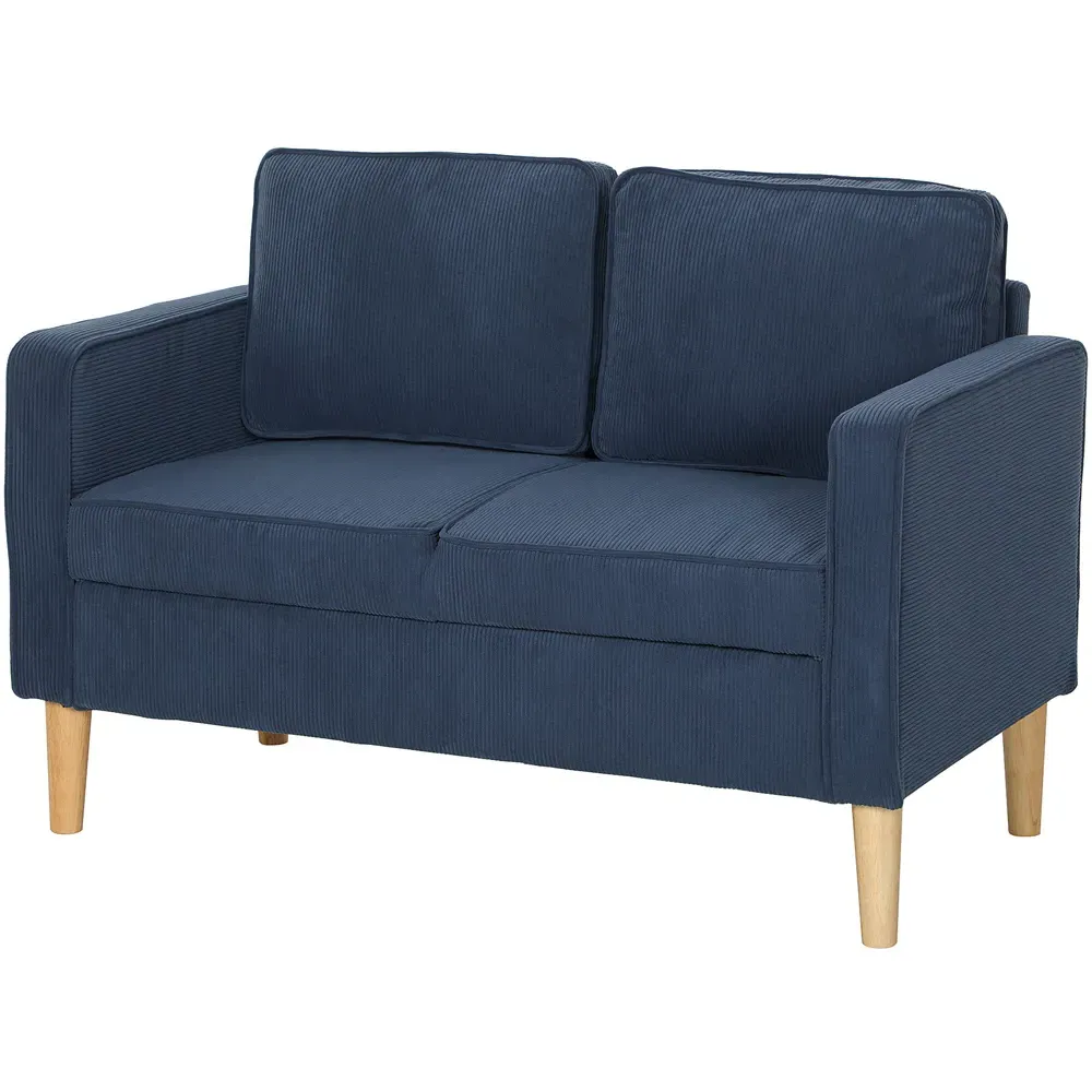 2-Seater Sofa with Storage - Blue, Corduroy