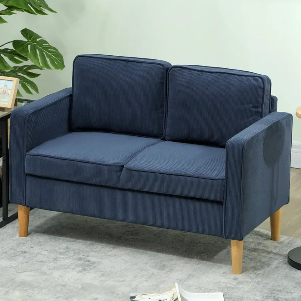 2-Seater Sofa with Storage - Blue, Corduroy